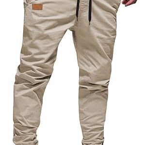 Mens Casual Joggers Pants - Cotton Drawstring Chino Cargo Pants Hiking Outdoor Twill Track Jogging Sweatpants Pants