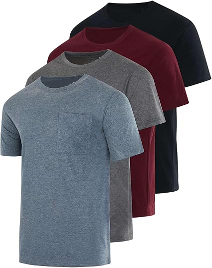 men's cotton performance short sleeve crew neck pocket t shirt